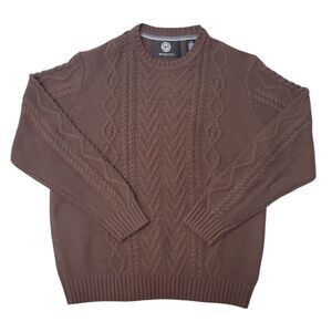 WP Weatherproof Men's Easy Care Classic Cable Knit Sweater - Chicory